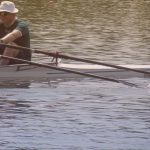 Spencer and Mike sculling in a double